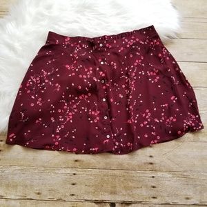 EXPRESS BUTTON FRONT WAISTBAND FLORAL SKIRT LARGE